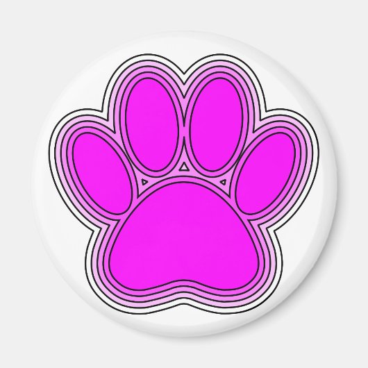 Dog Pink in roze met contouren Magneet (Voorkant)