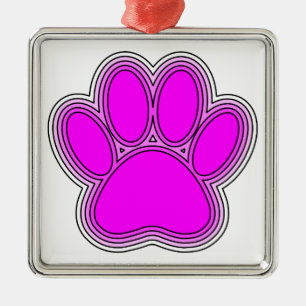 Dog Pink in roze met contouren Metalen Ornament