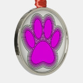Dog Pink in roze met contouren Metalen Ornament (Rechts)