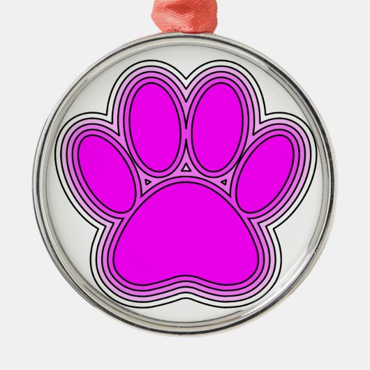 Dog Pink in roze met contouren Metalen Ornament (Voorkant)