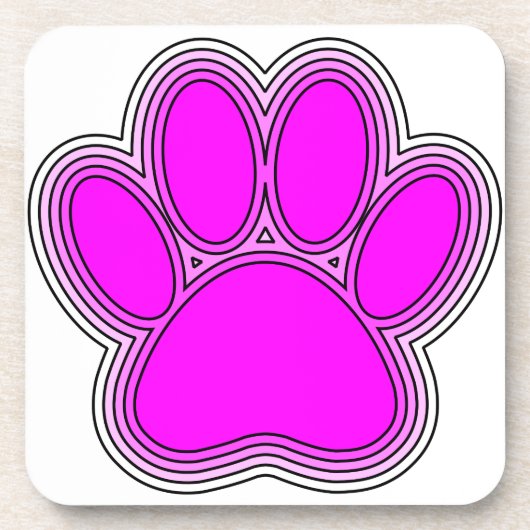 Dog Pink in roze met contouren Onderzetter (Voorkant)