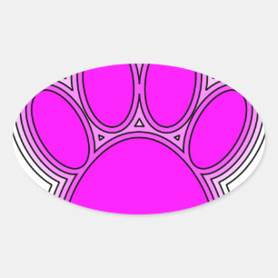Dog Pink in roze met contouren Ovale Sticker