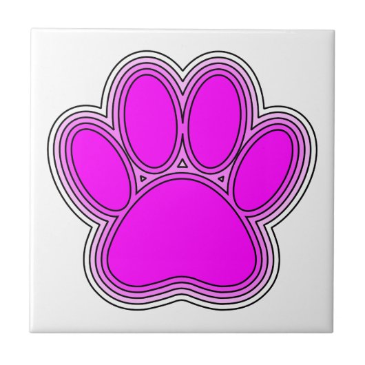 Dog Pink in roze met contouren Tegeltje (Voorkant)