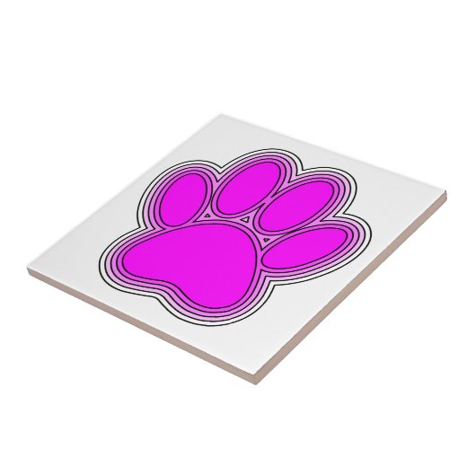 Dog Pink in roze met contouren Tegeltje (Zijkant)