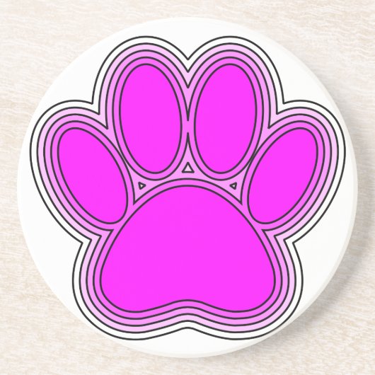Dog Pink in roze met contouren Zandsteen Onderzetter (Voorkant)