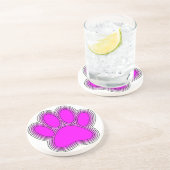 Dog Pink in roze met contouren Zandsteen Onderzetter (Zijkant)