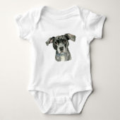 Dog Pit Bull Black Waterverf Portret Romper (Voorkant)