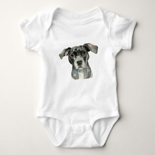 Dog Pit Bull Black Waterverf Portret Romper