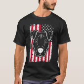 Dog Pitbull Amerikaanse vlag T-shirt (Voorkant)