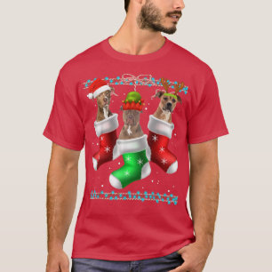Dog Pitbull-kerstsokken Funny Xmas Pajama Pet T-shirt