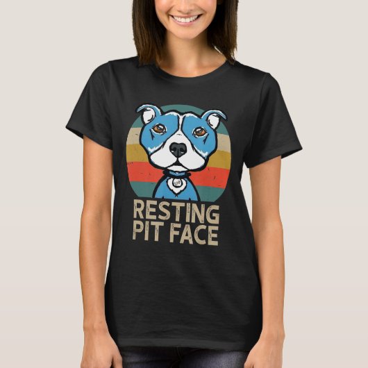 Dog Pitbull Resting Pit Face Retro  T-shirt (Voorkant)
