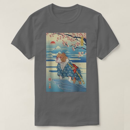 Dog Pitbull Samurai Ukiyoe Spring (2) T-shirt (Design voorkant)