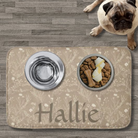 Dog Placemat - Brown Botanical, Personalized Badmat