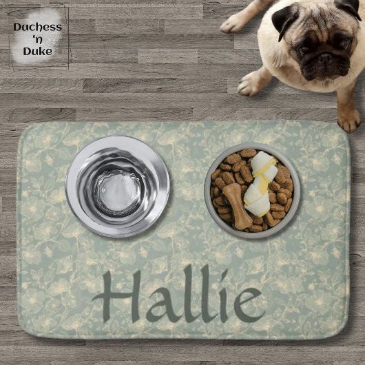 Dog Placemat - Sage Green Botanical, Personalized  Badmat