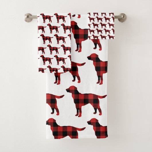 Dog Plaid Buffalo Check Silhouette Christmas Bad Handdoek (Insitu)
