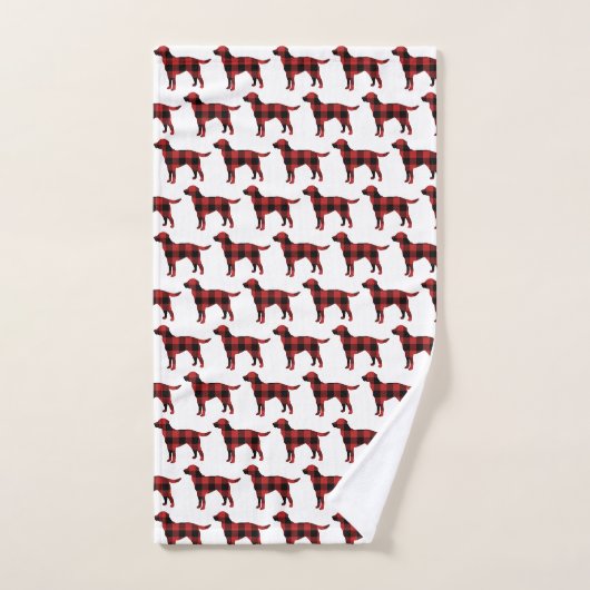 Dog Plaid Buffalo Check Silhouette Christmas Bad Handdoek (Handdoek)
