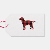 Dog Plaid Buffalo Check Silhouette Christmas Cadeaulabel (Achterkant Horizontaal)
