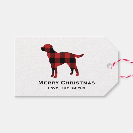 Dog Plaid Buffalo Check Silhouette Christmas Cadeaulabel (Voorkant (Horizontaal))