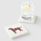 Dog Plaid Buffalo Check Silhouette Christmas Stenen Onderzetter (Zijkant)