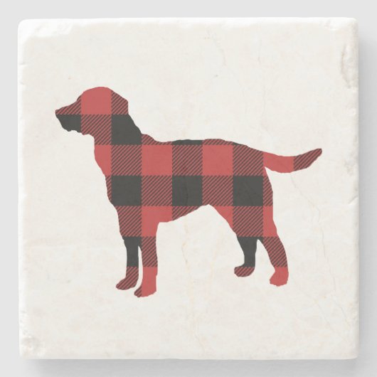 Dog Plaid Buffalo Check Silhouette Christmas Stenen Onderzetter (Voorkant)
