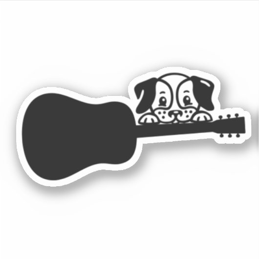 Dog play gitaar sticker (Voorkant)
