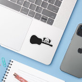 Dog play gitaar sticker (Laptop met iPhone)
