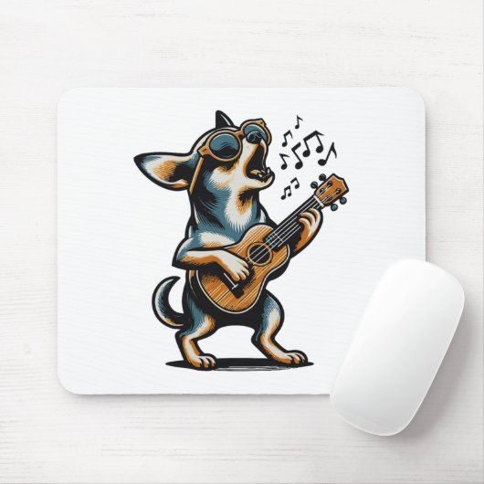 Dog Playing Guitar Singing Chihuahua Funny Dog Mar Muismat (Met muis)