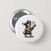 Dog Playing Guitar Singing Chihuahua Funny Dog Mar Ronde Button 5,7 Cm (Voorkant /achterkant)