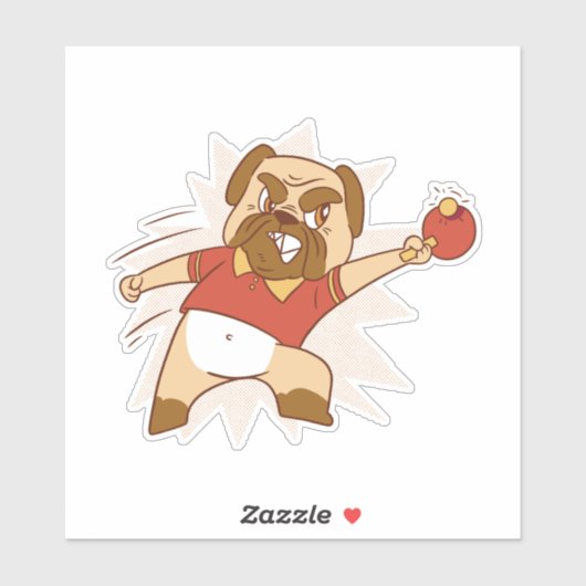 DOG PLAYING PING PONG STICKER (Vel)