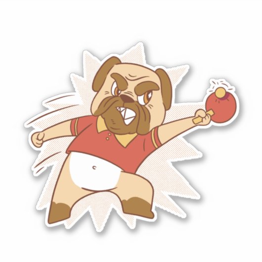 DOG PLAYING PING PONG STICKER (Voorkant)