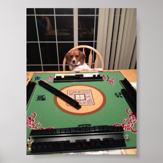 Dog Plying Mahjong Poster (Voorkant)