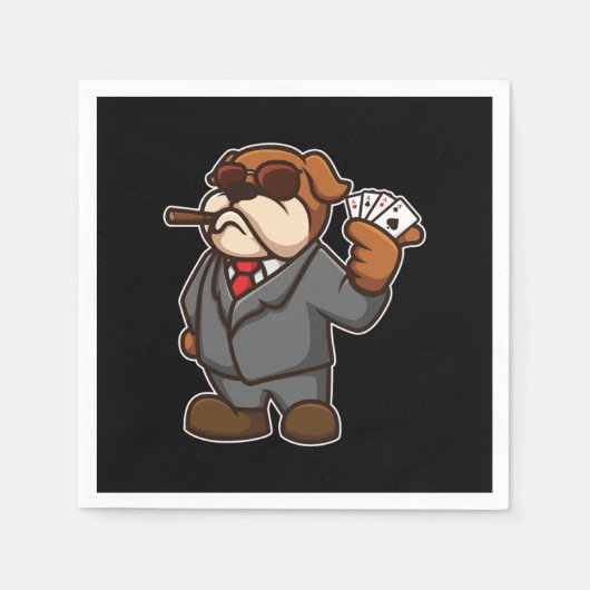 Dog Poker Player-kaarten Cigar Casio Gambler Gift Servet (Voorkant)