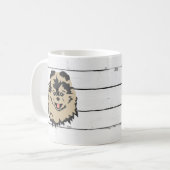 Dog Pomeranian Painting Shiplap Coffee Mok (Voorkant links)
