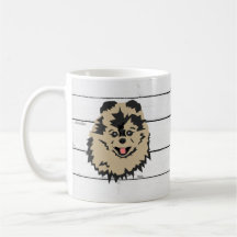 Dog Pomeranian Painting Shiplap Coffee Mok