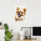 Dog Pomeranian Pop Art Poster (Thuiskantoor)