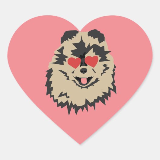 Dog Pomeranian Valentijn Heart Square Sticker (Voorkant)