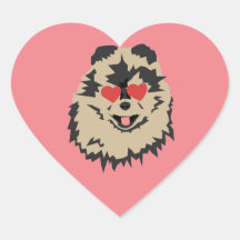 Dog Pomeranian Valentijn Heart Square Sticker