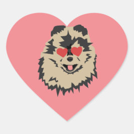 Dog Pomeranian Valentijn Heart Square Sticker
