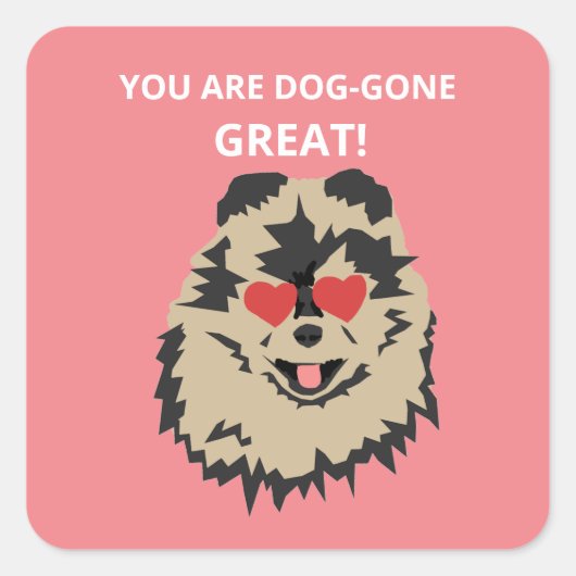 Dog Pomeranian Valentijn Heart Vierkante Sticker (Voorkant)