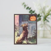 Dog & pompoen -  Halloween Briefkaart (Staand voorkant)