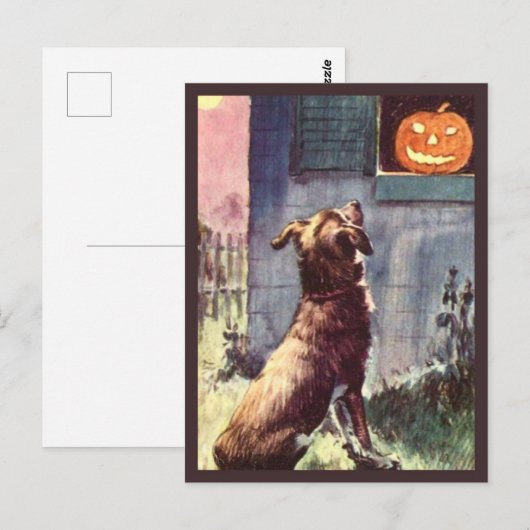 Dog & pompoen -  Halloween Briefkaart (Voorkant / Achterkant)