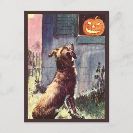 Dog & pompoen -  Halloween Briefkaart (Voorkant)