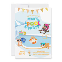 Dog Pool Party, Dog Pawty Birthday Blue Sinaasappe