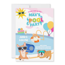 Dog Pool Party, Dog Pawty Birthday Summer Blue
