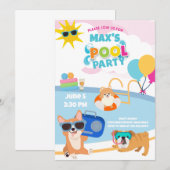 Dog Pool Party, Dog Pawty Birthday Summer Blue Kaart (Voorkant / Achterkant)