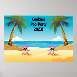 Dog Pool Party Photobooth Backdrop |  Poster