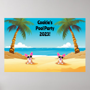 Dog Pool Party Photobooth Backdrop Poster