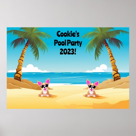 Dog Pool Party Photobooth Backdrop |  Poster (Voorkant)