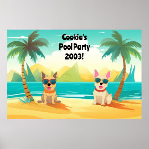 Dog Pool Party Photobooth Backdrop Poster