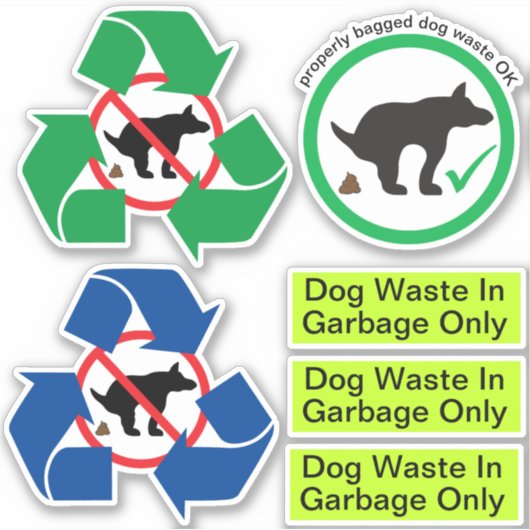 Dog Poop Sticker Set Recyclen Garde (Voorkant)